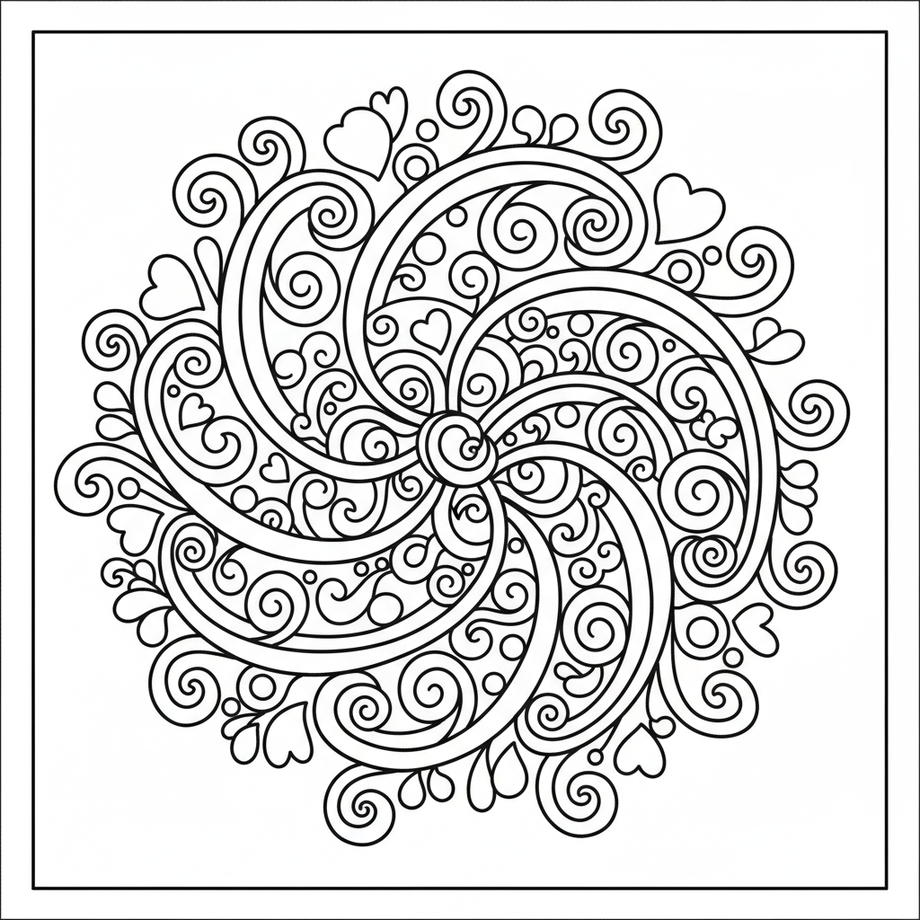 Free printable Swirl coloring page for Women. High-quality black and white coloring sheet designed for Women. Perfect for creativity and fun.