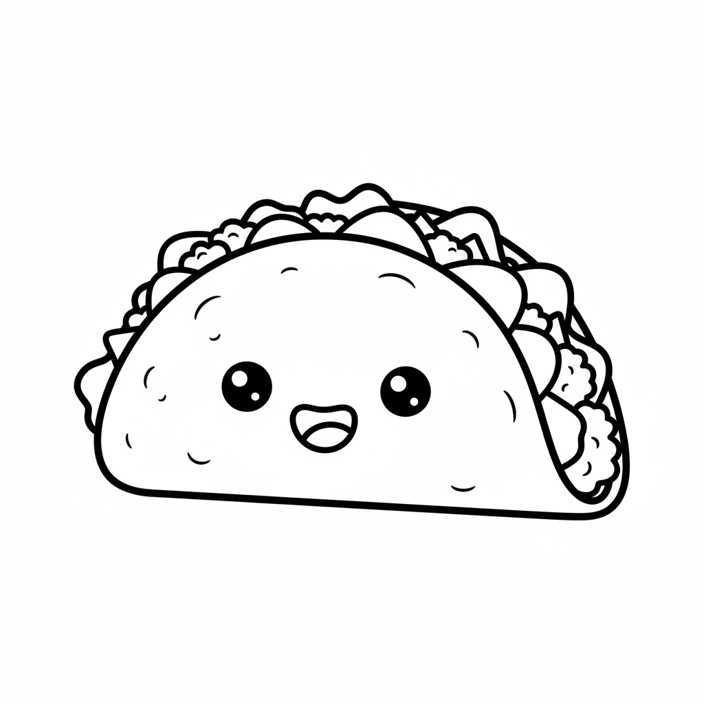 Taco coloring page for beginners - Standard style