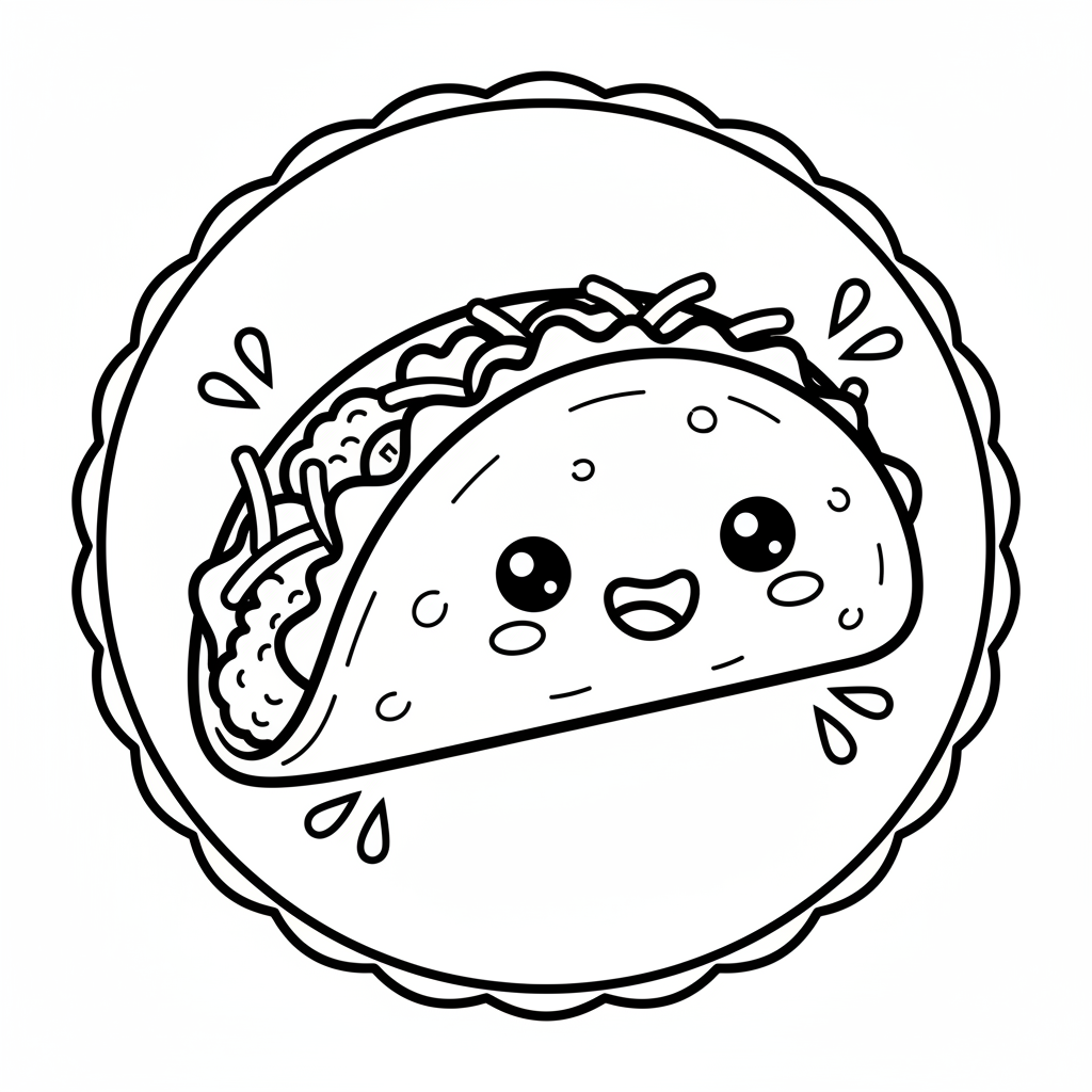 Taco coloring page for boys - Standard style