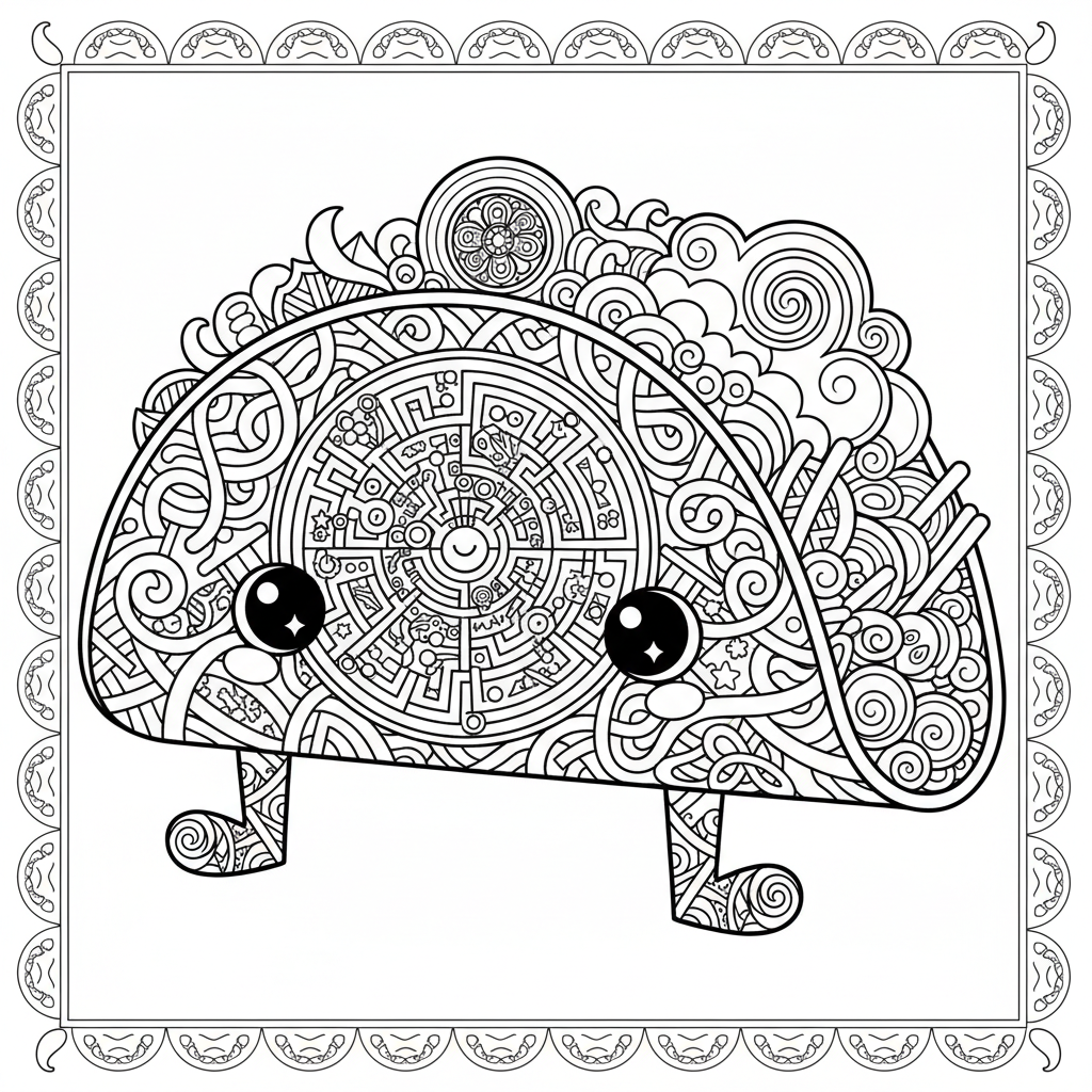 Taco coloring page for experts - Standard style