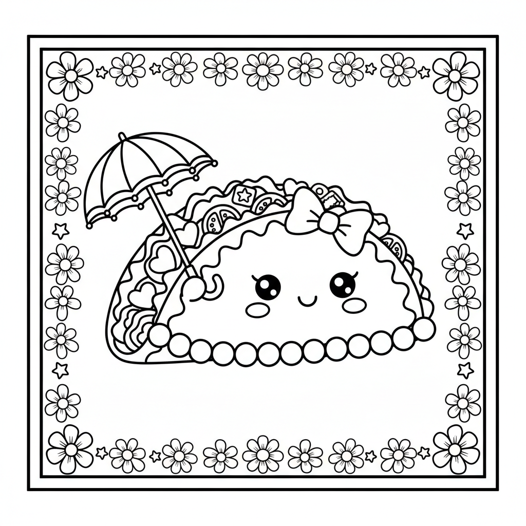 Taco coloring page for girls - Standard style