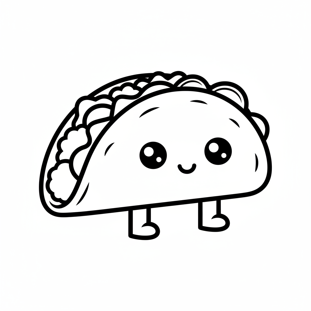 Taco coloring page for kindergarteners - Standard style