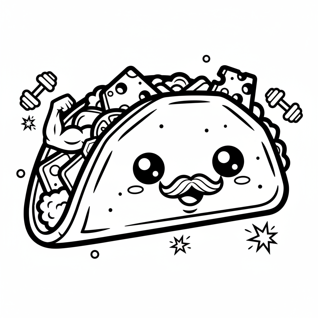 Taco coloring page for men - Standard style