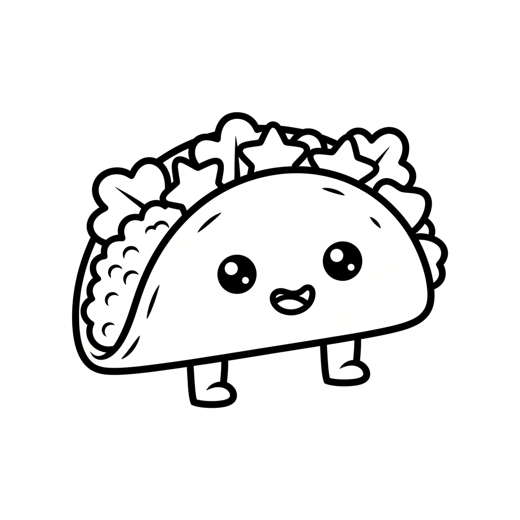 Taco coloring page for preschoolers - Standard style