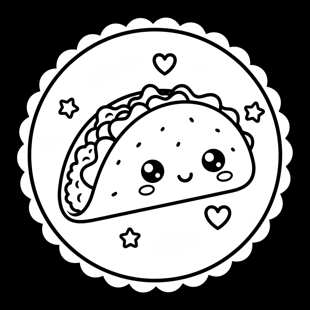 Taco coloring page for seniors - Standard style