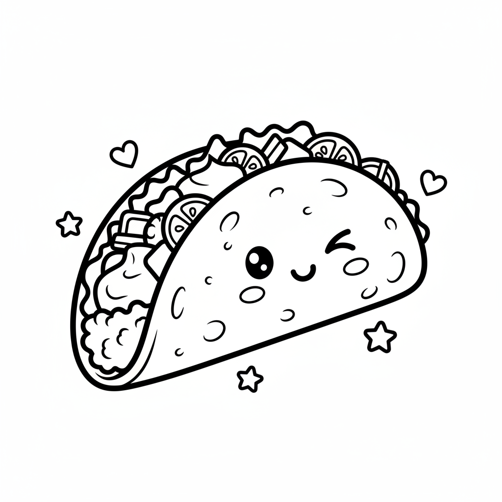 Taco coloring page for teens - Standard style