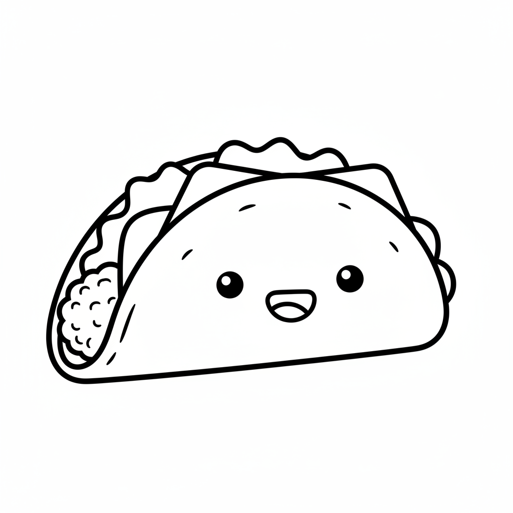 Taco coloring page for toddlers - Standard style