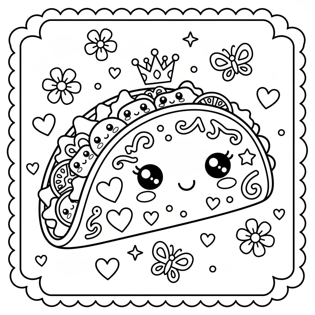 Taco coloring page for women - Standard style