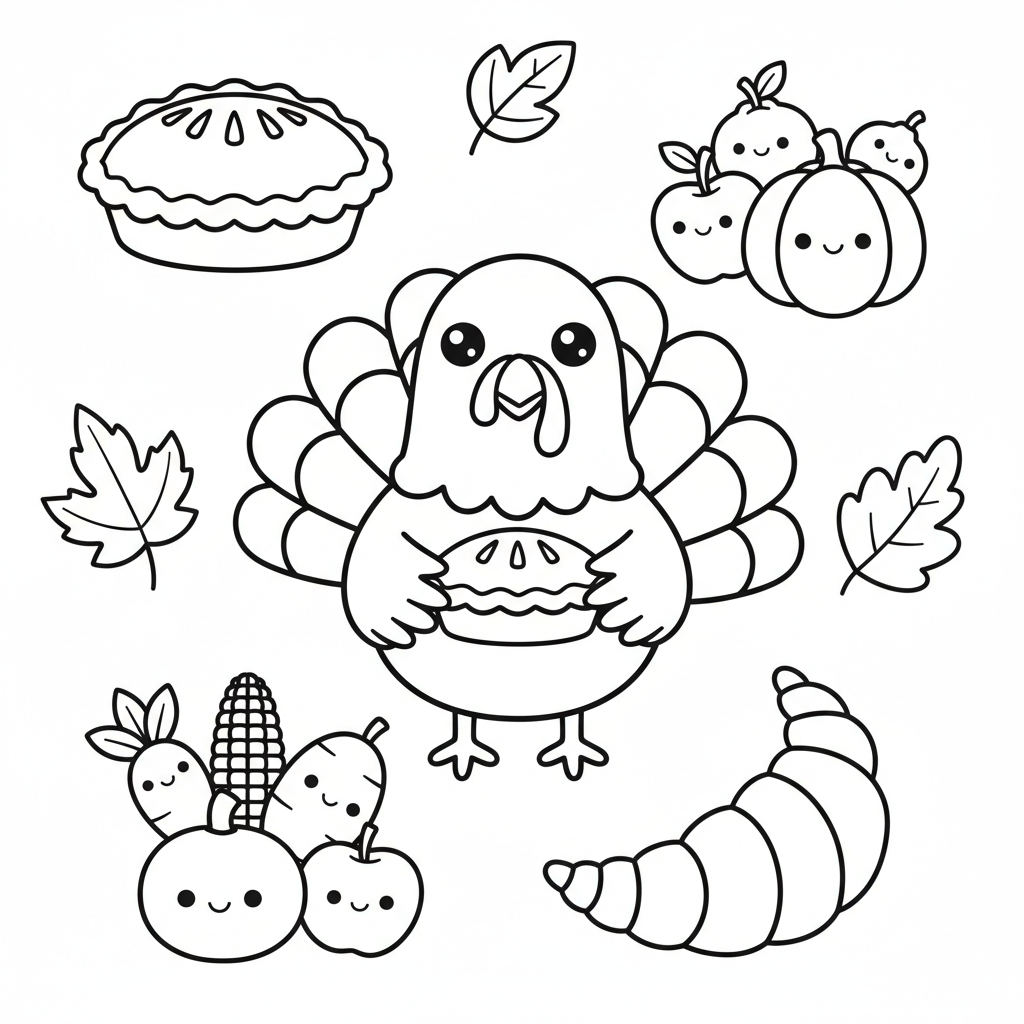 Thanksgiving coloring page for beginners - Standard style