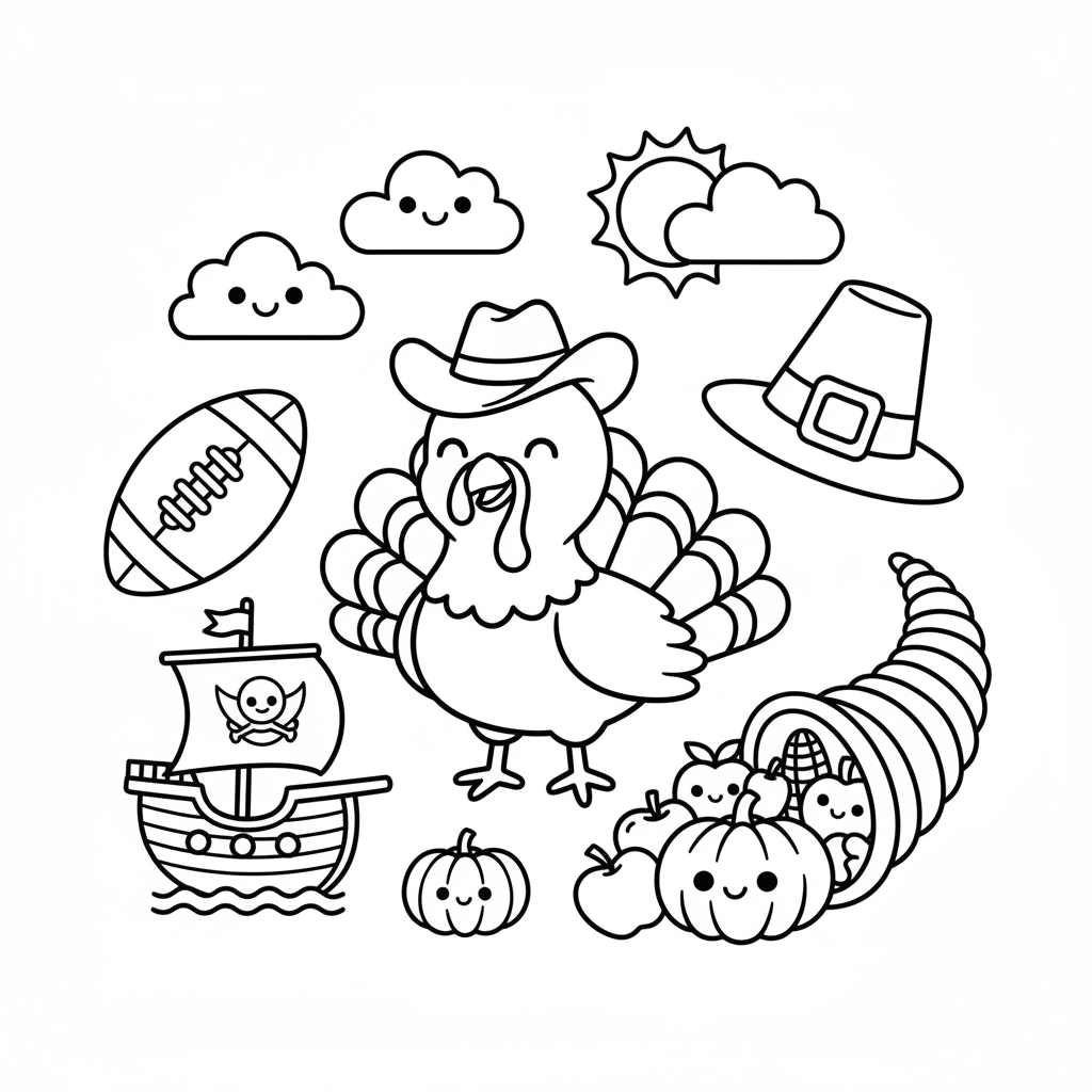 Thanksgiving coloring page for boys - Standard style