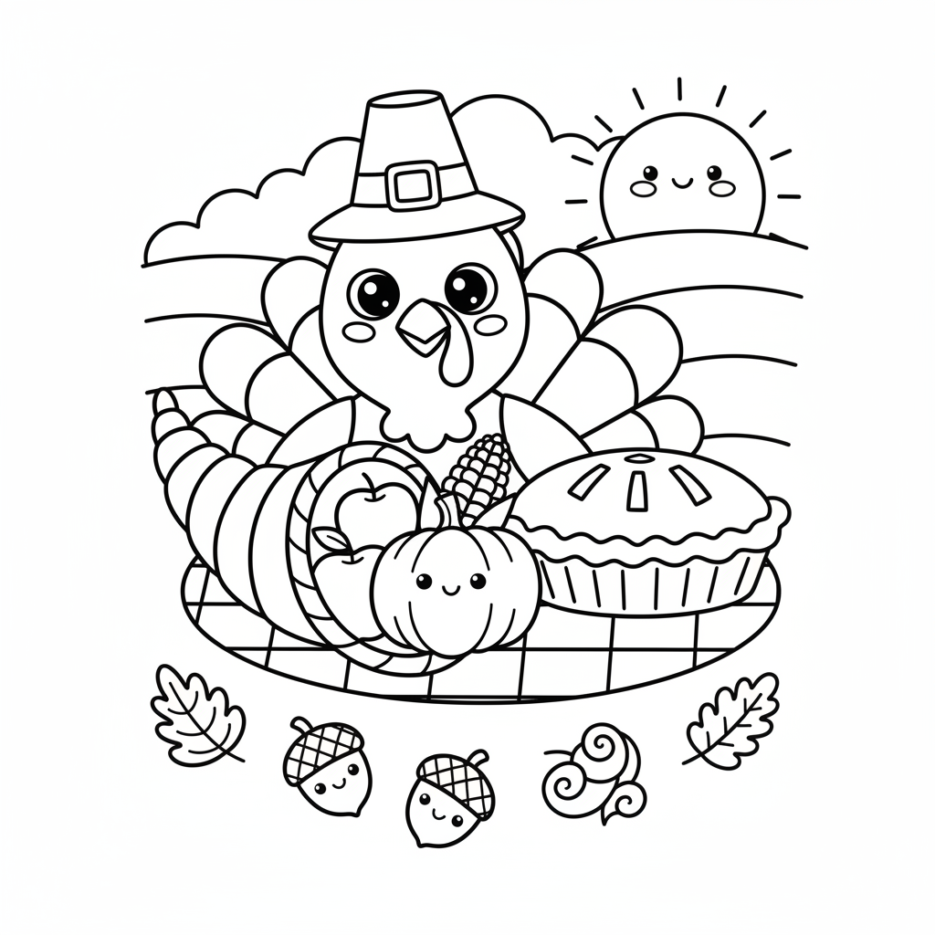 Thanksgiving coloring page for kindergarteners - Standard style