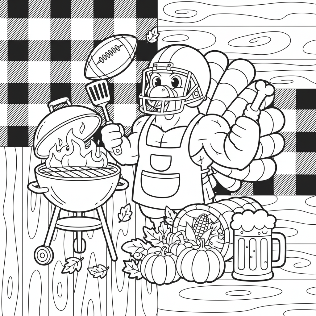 Thanksgiving coloring page for men - Standard style