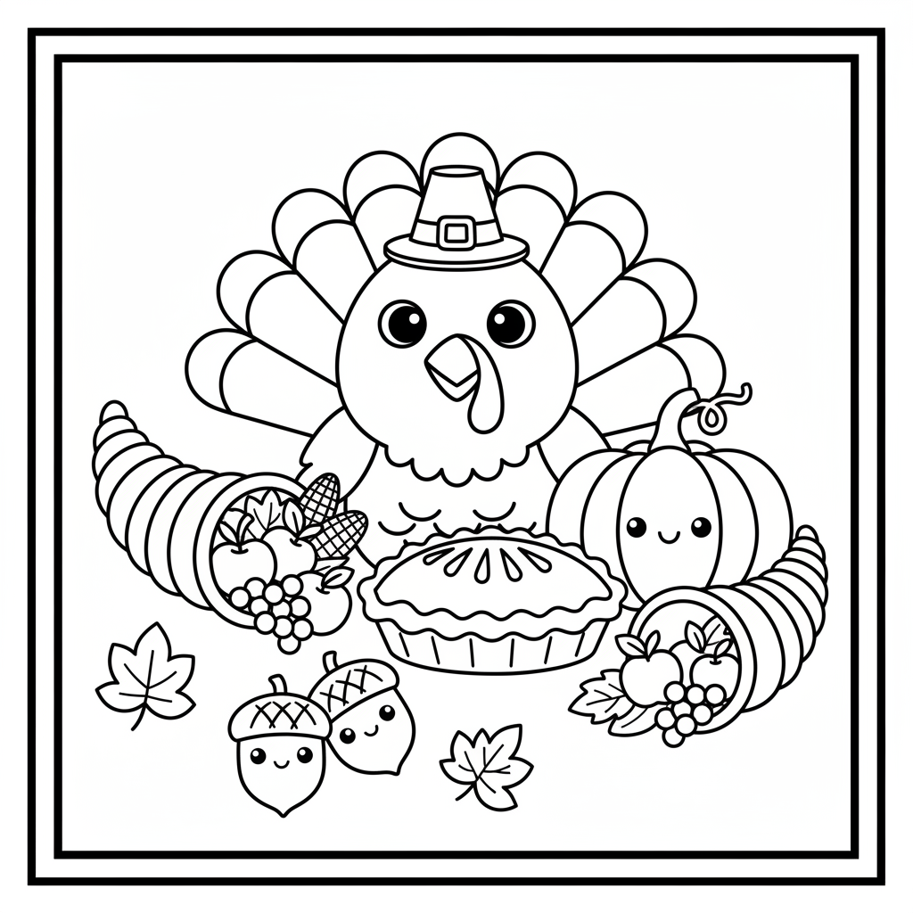 Thanksgiving coloring page for preschoolers - Standard style