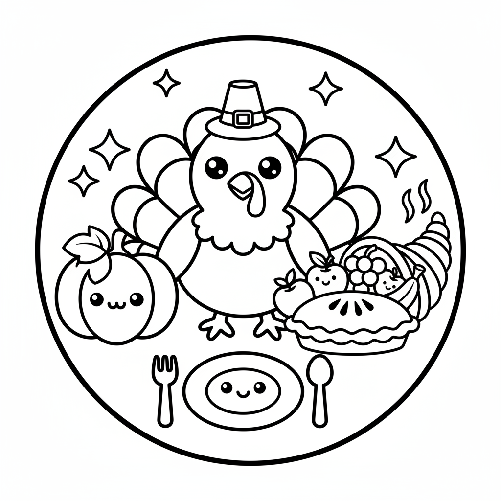 Thanksgiving coloring page for toddlers - Standard style