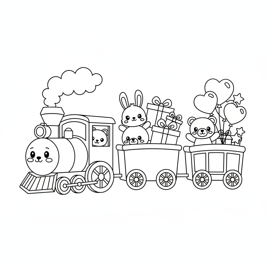 Train coloring page for adults - Standard style