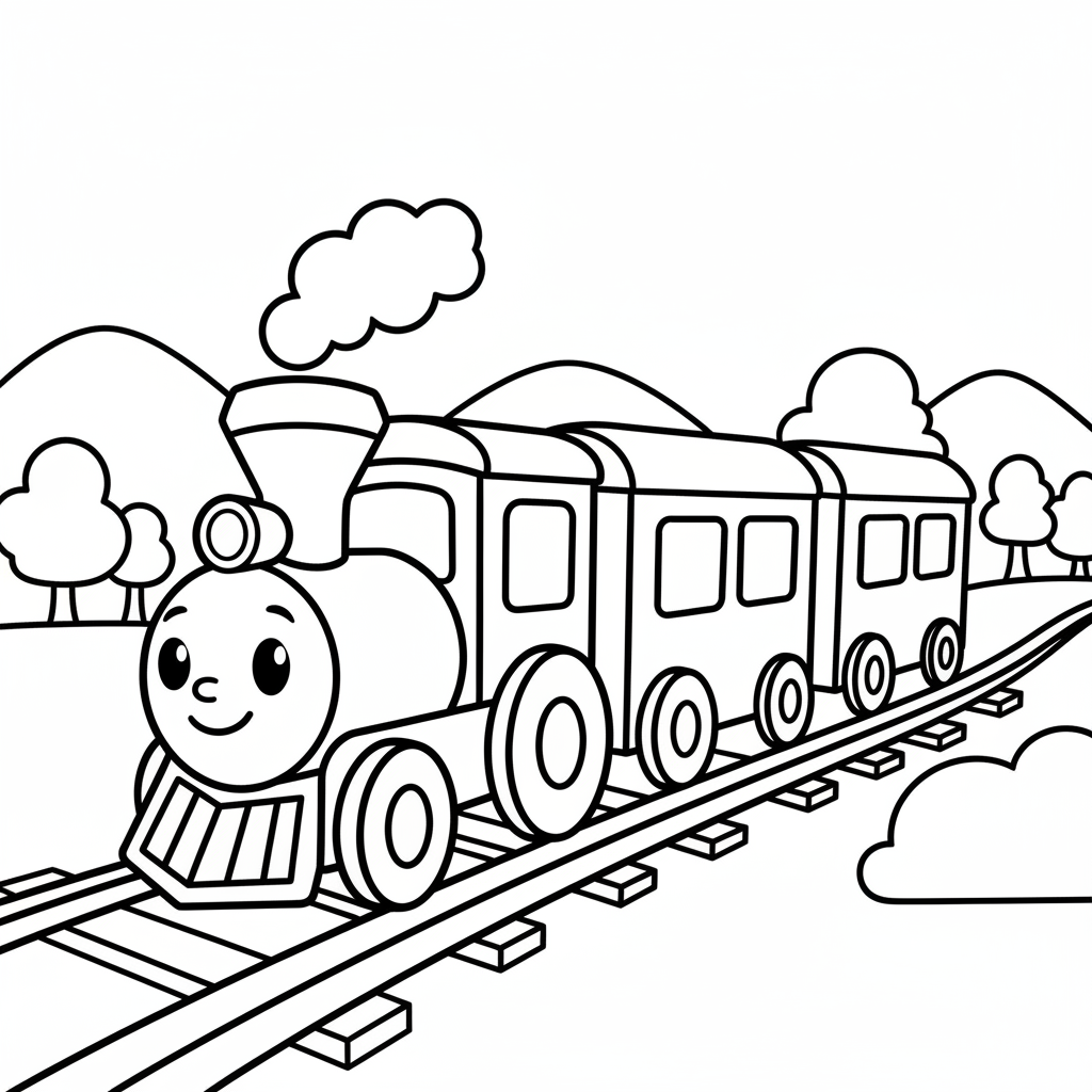 Train coloring page for beginners - Standard style