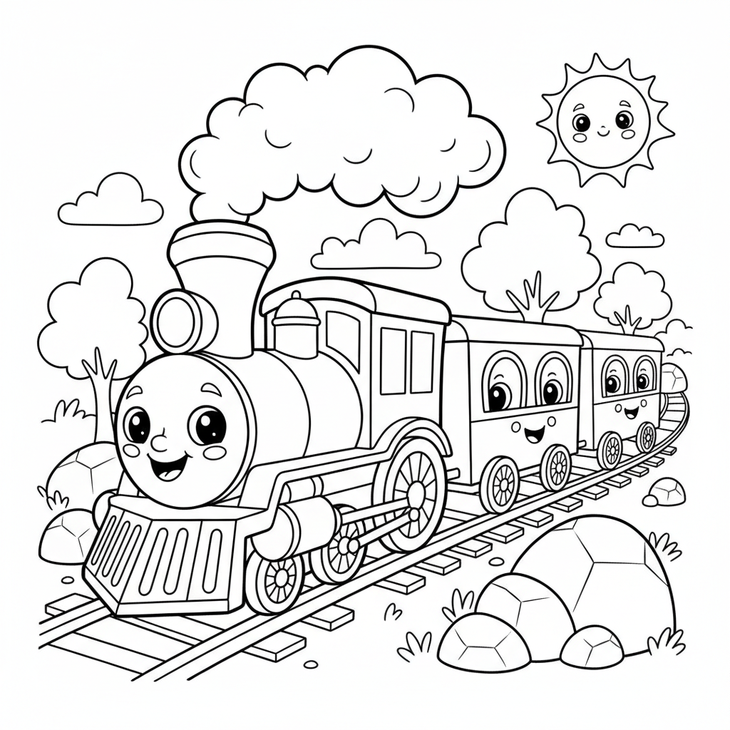 Train coloring page for boys - Standard style