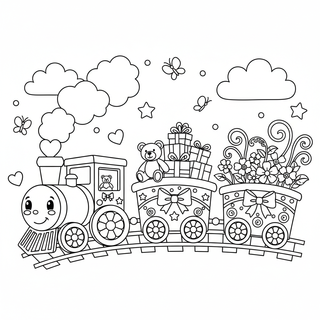 Train coloring page for girls - Standard style