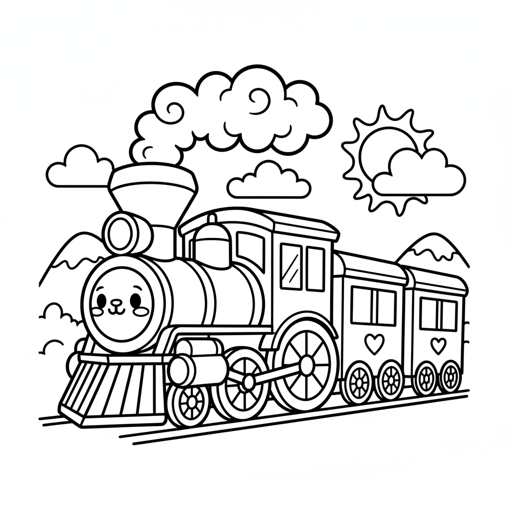 Train coloring page for intermediates - Standard style