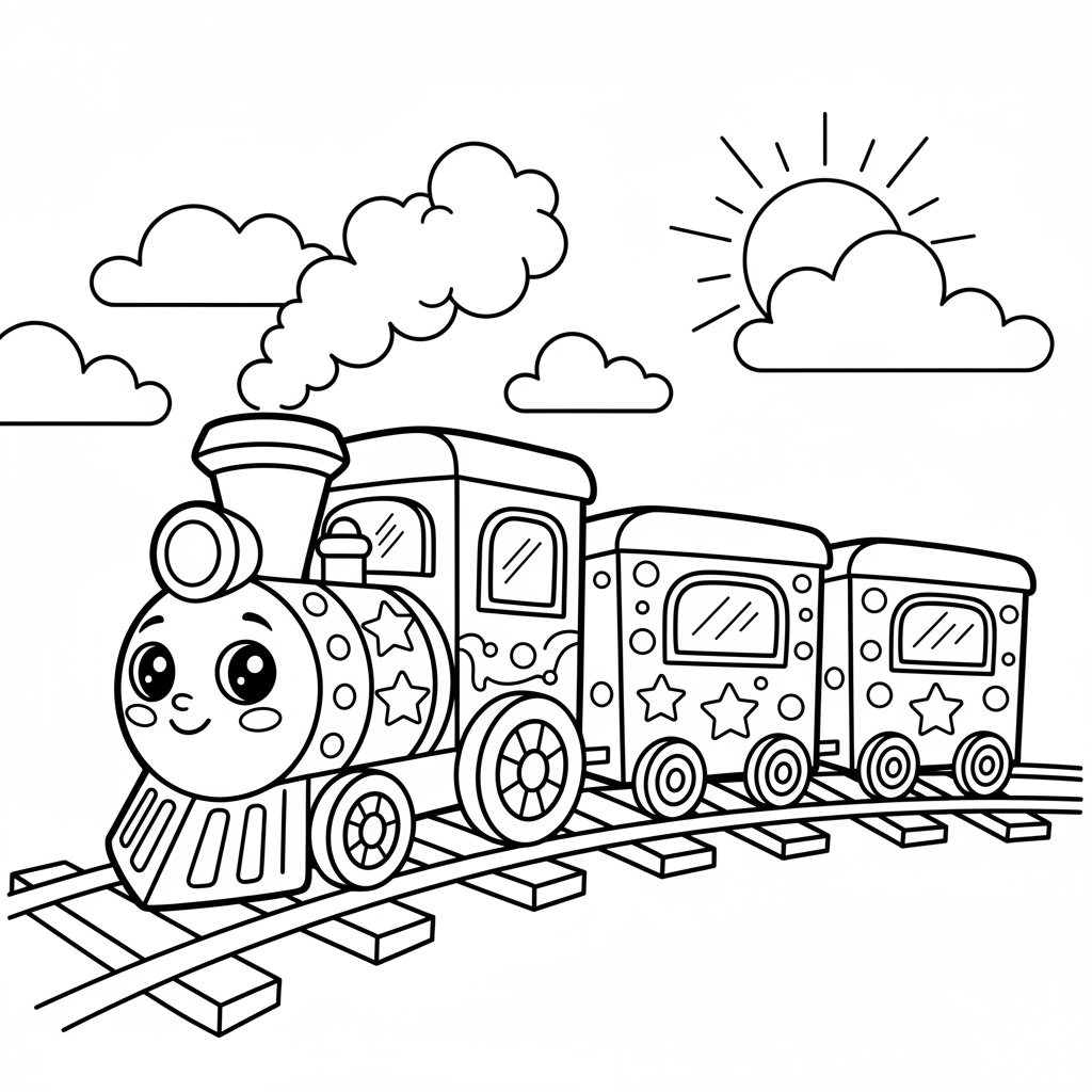 Train coloring page for kids - Standard style