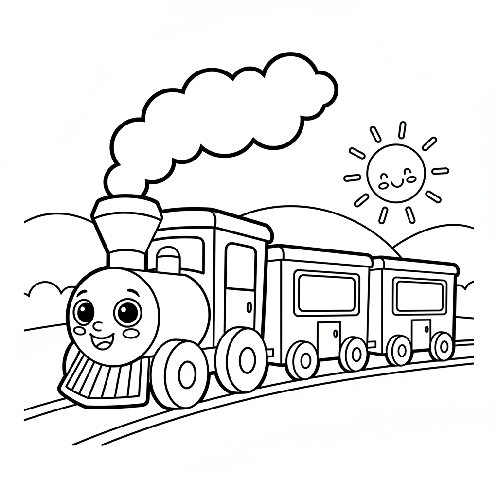 Train coloring page for kindergarteners - Standard style