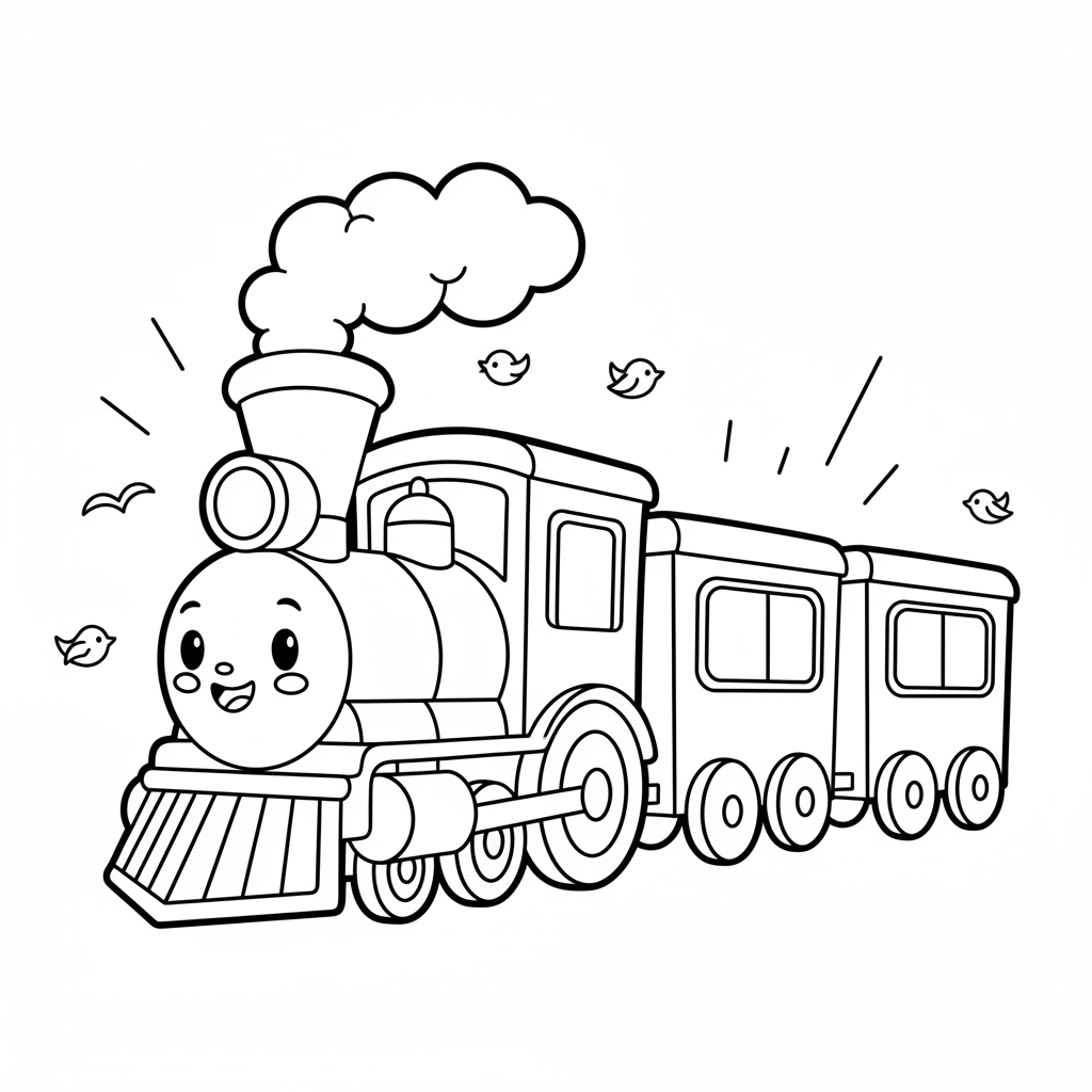 Train coloring page for preschoolers - Standard style