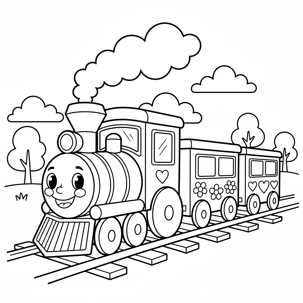 Train coloring page for seniors - Standard style