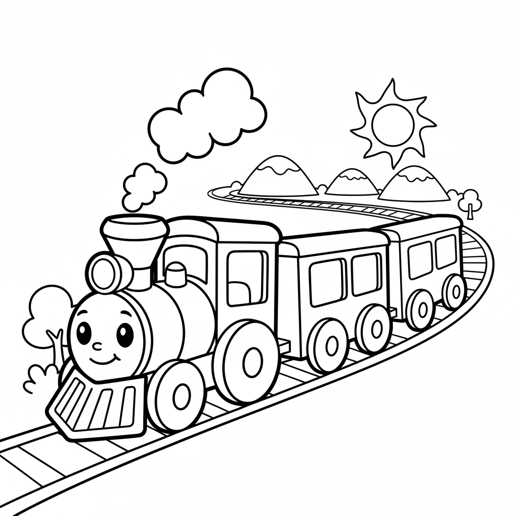 Train coloring page for toddlers - Standard style
