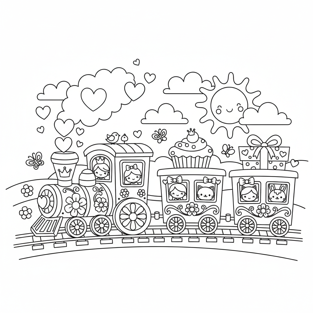 Train coloring page for women - Standard style