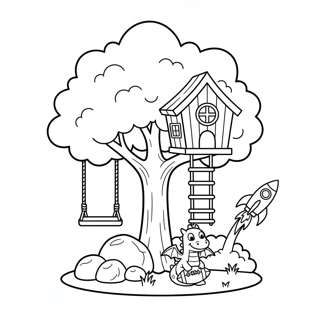 Tree coloring page for boys - Standard style