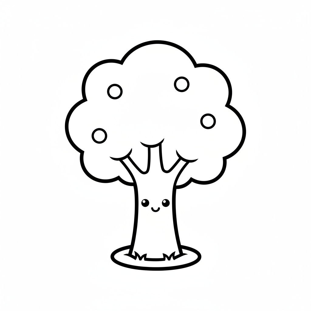 Tree coloring page for kindergarteners - Standard style