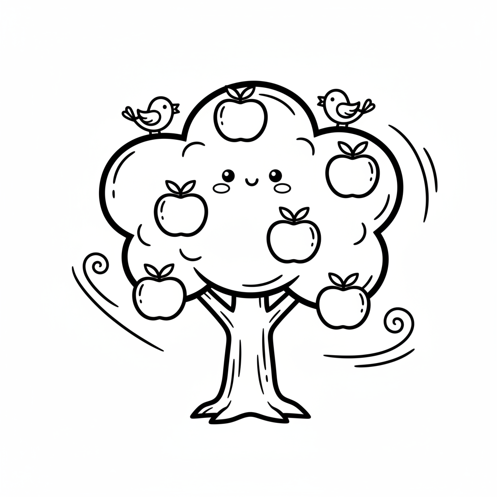Tree coloring page for preschoolers - Standard style