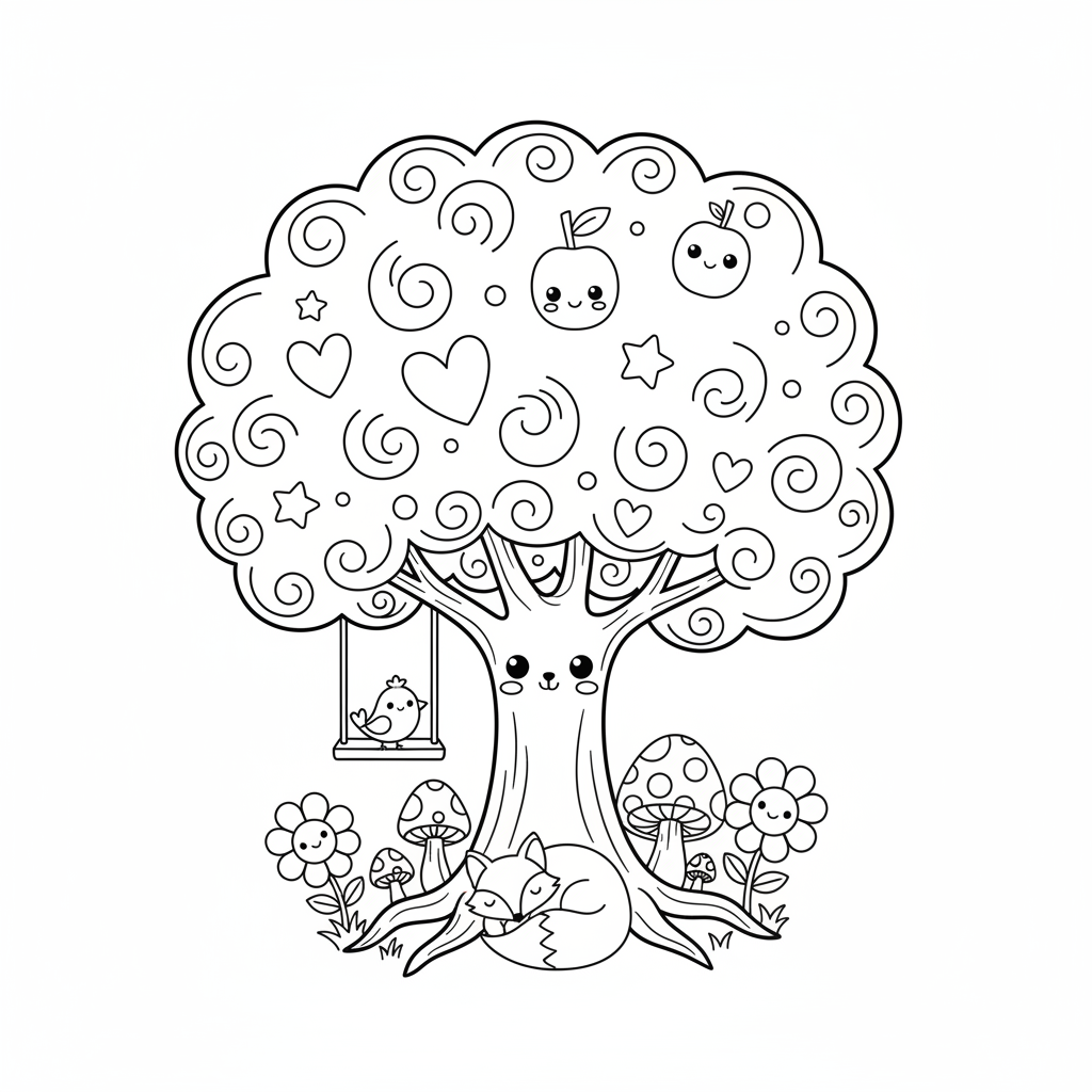 Tree coloring page for teens - Standard style