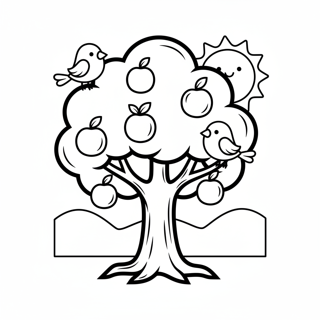 Tree coloring page for toddlers - Standard style