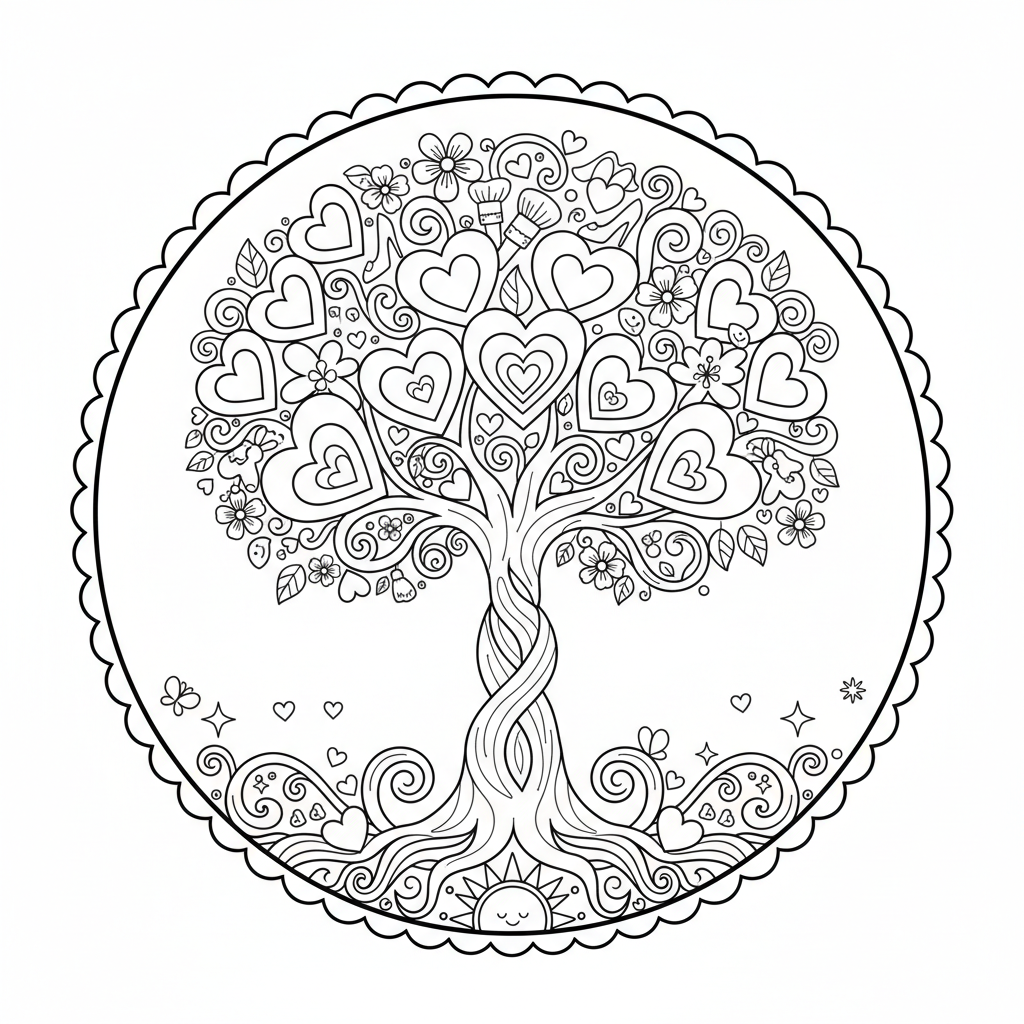 Tree coloring page for women - Standard style