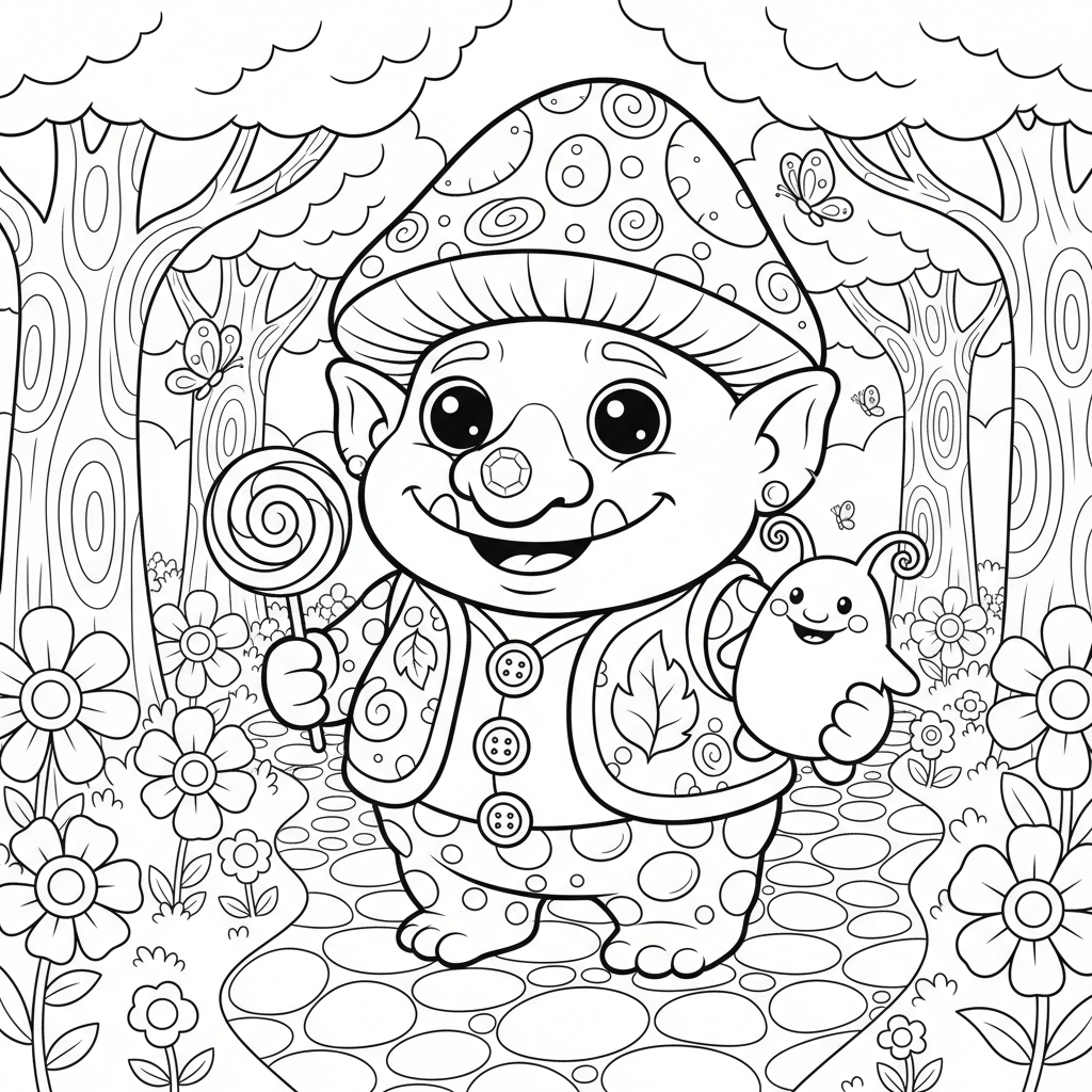 Troll coloring page for adults - Standard style