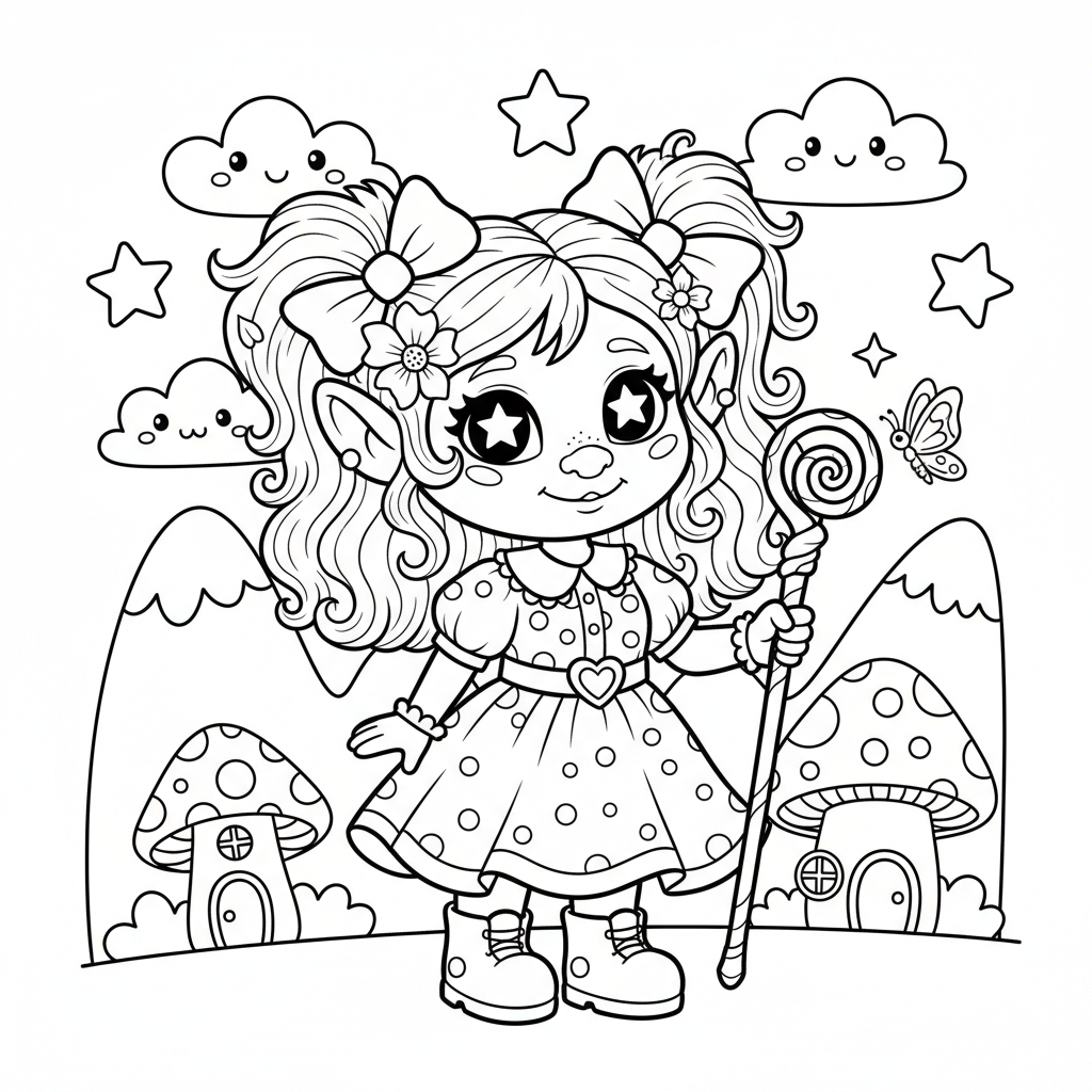 Troll coloring page for girls - Standard style