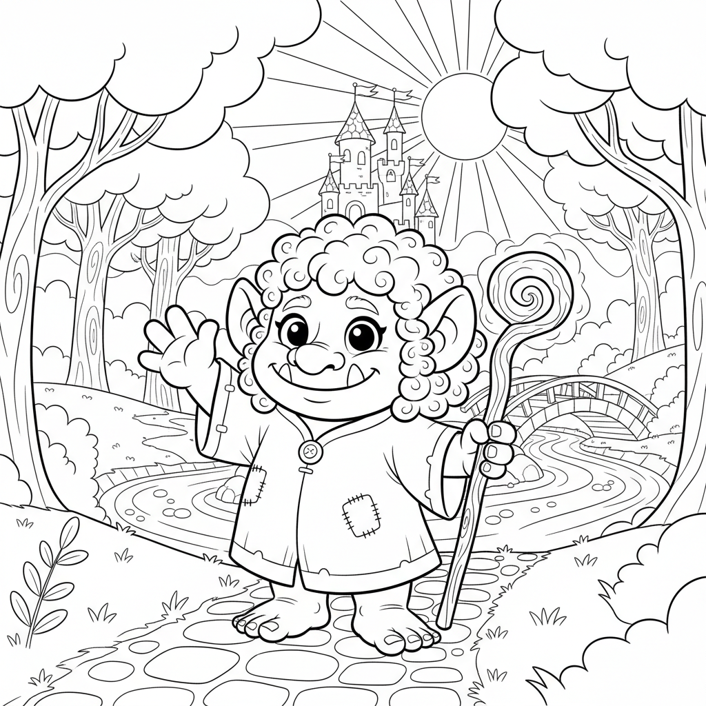 Troll coloring page for intermediates - Standard style