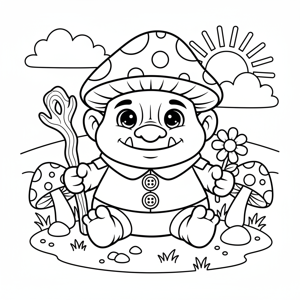 Troll coloring page for kids - Standard style