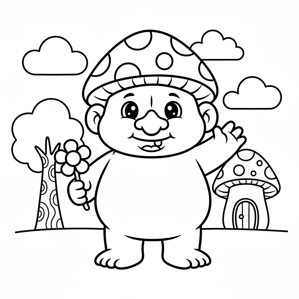 Troll coloring page for toddlers - Standard style