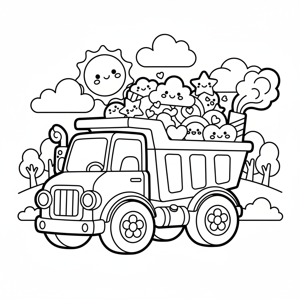 Truck coloring page for adults - Standard style