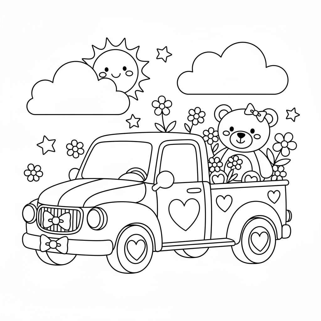 Truck coloring page for girls - Standard style