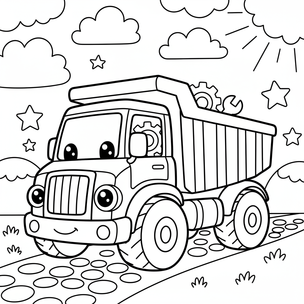 Truck coloring page for intermediates - Standard style