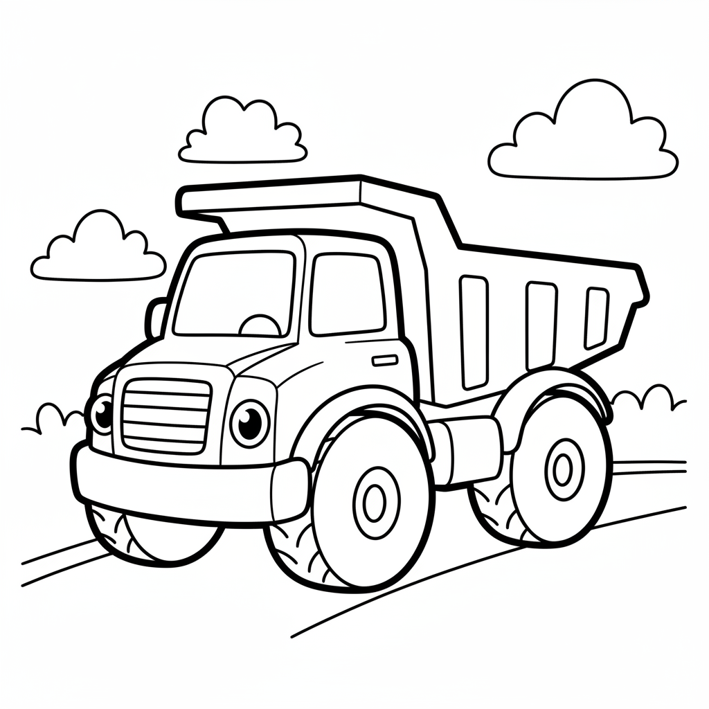 Truck coloring page for preschoolers - Standard style