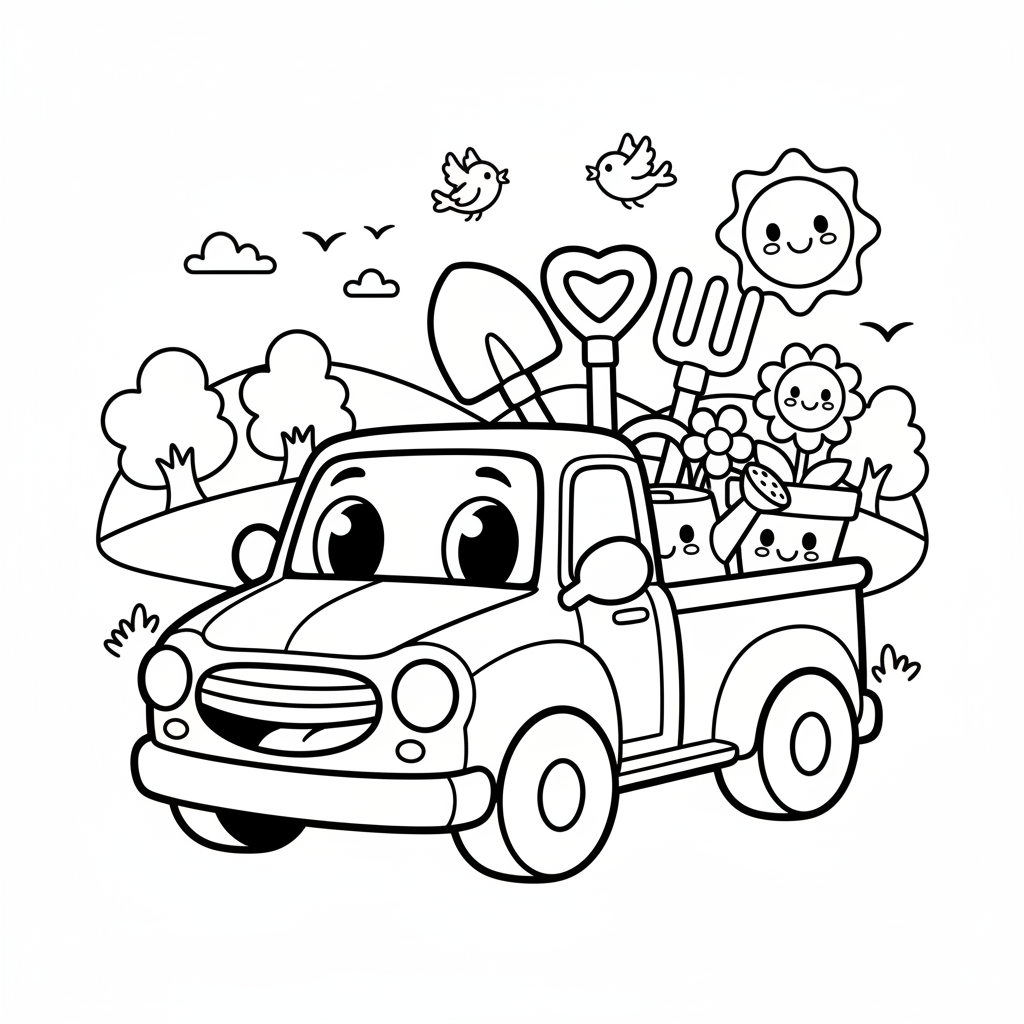 Truck coloring page for seniors - Standard style