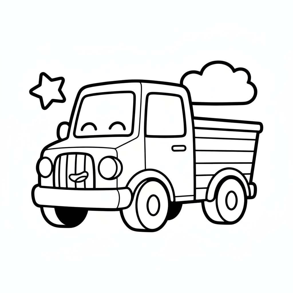 Truck coloring page for toddlers - Standard style