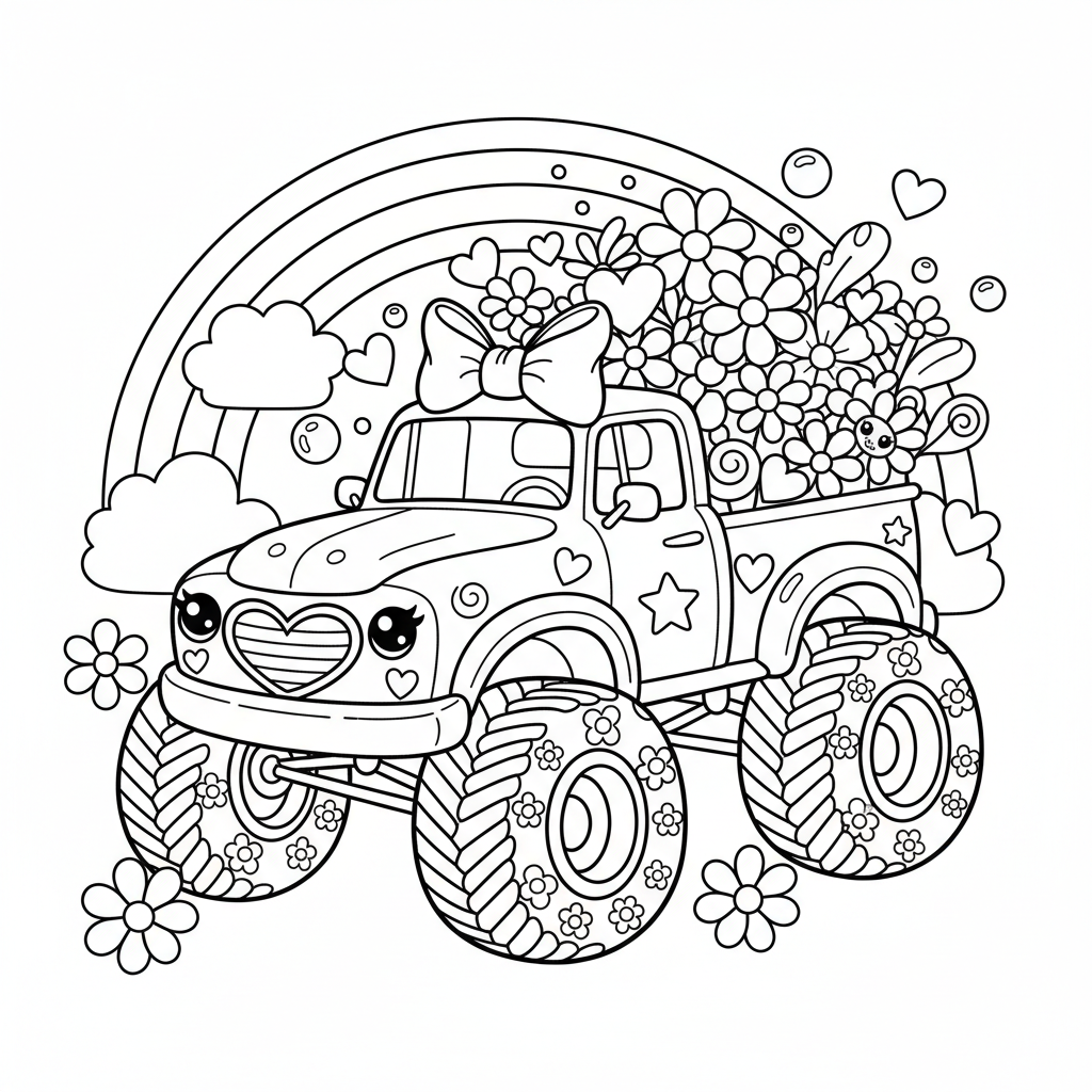 Truck coloring page for women - Standard style