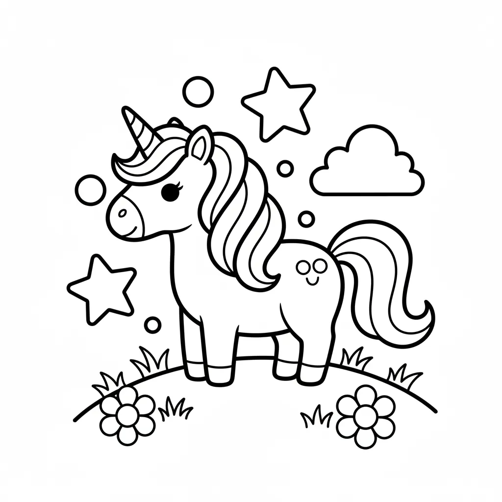 Unicorn Coloring Page for Beginners