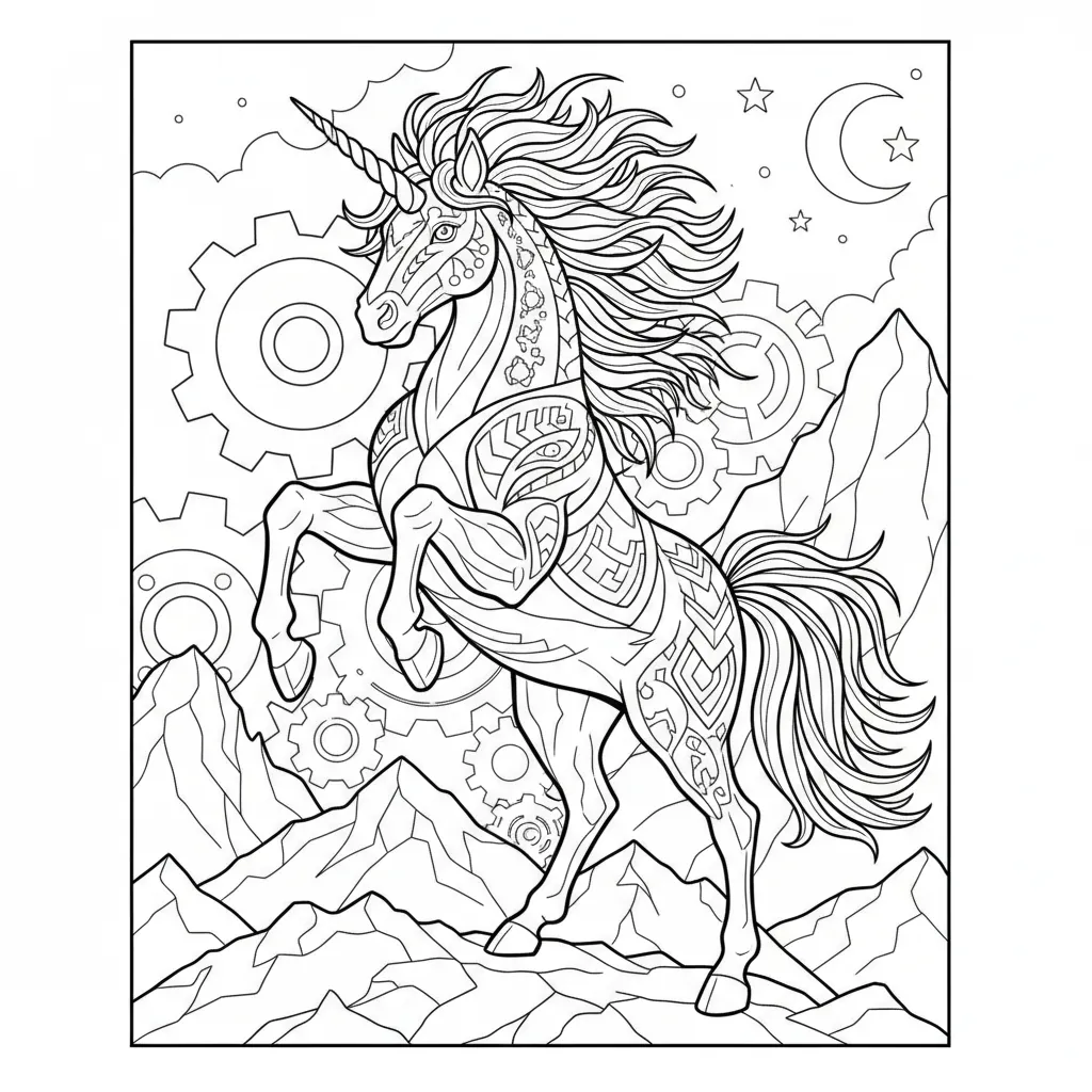Unicorn Coloring Page for Boys