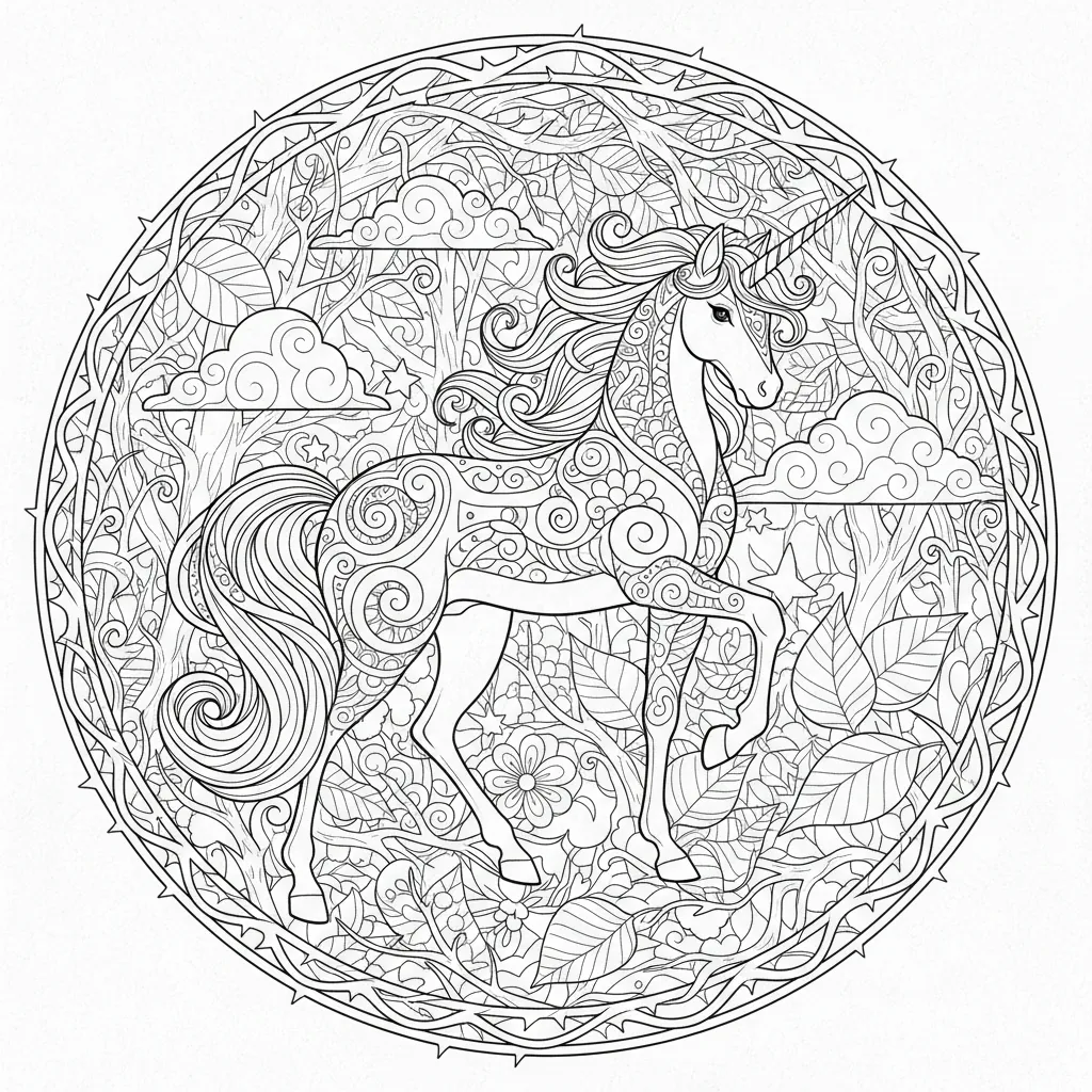 Coloriage Licorne pour Ados